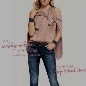 CABI mauve pink button blouse size small